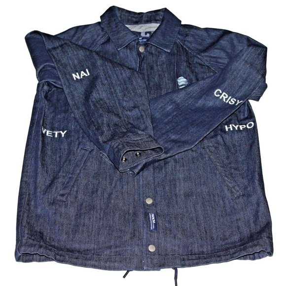 Streetwear Denim Blue Jean Large Hip Hop Embroidered Buddha Jacket Urban FMACM - Picture 9 of 11